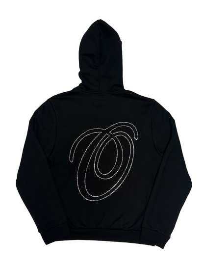 Script Rhinestone Hoodie [Black]