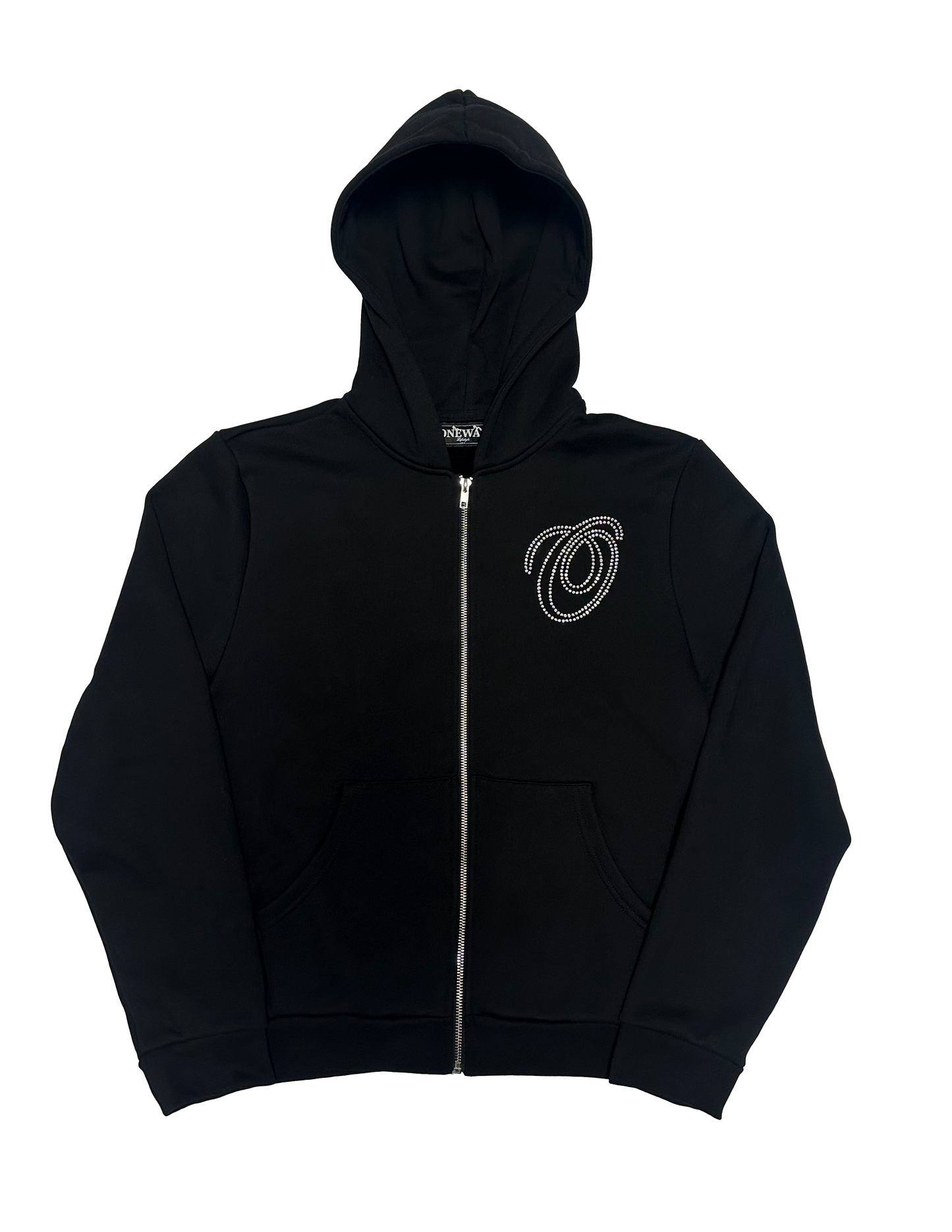 Script Rhinestone Hoodie [Black]