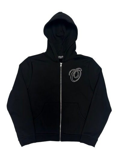 Script Rhinestone Hoodie [Black]