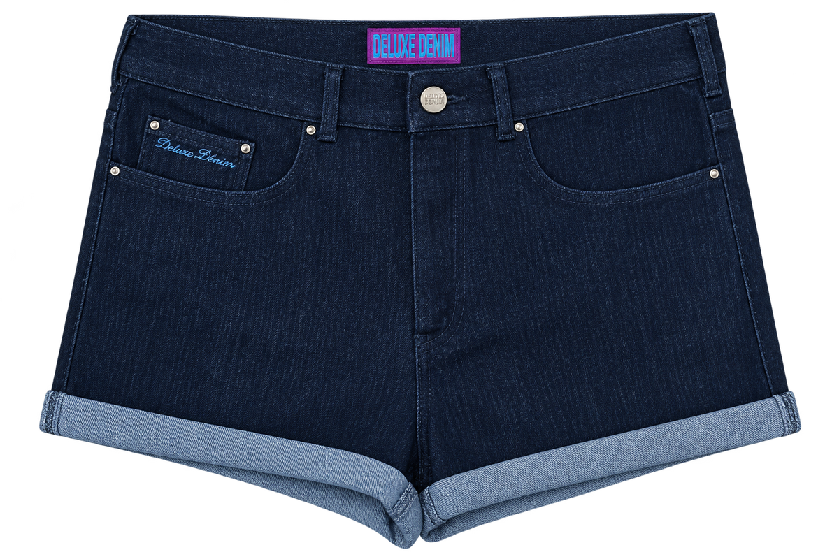 Script Denim Shorts